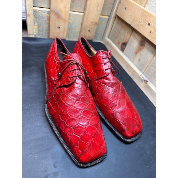 Mauri M Collection Red Genuine Alligator Leather Dress Shoes Italy Size 8.5 M main image 11
